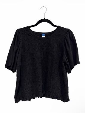 Old Navy Black Smocked Flutter-Sleeve Top